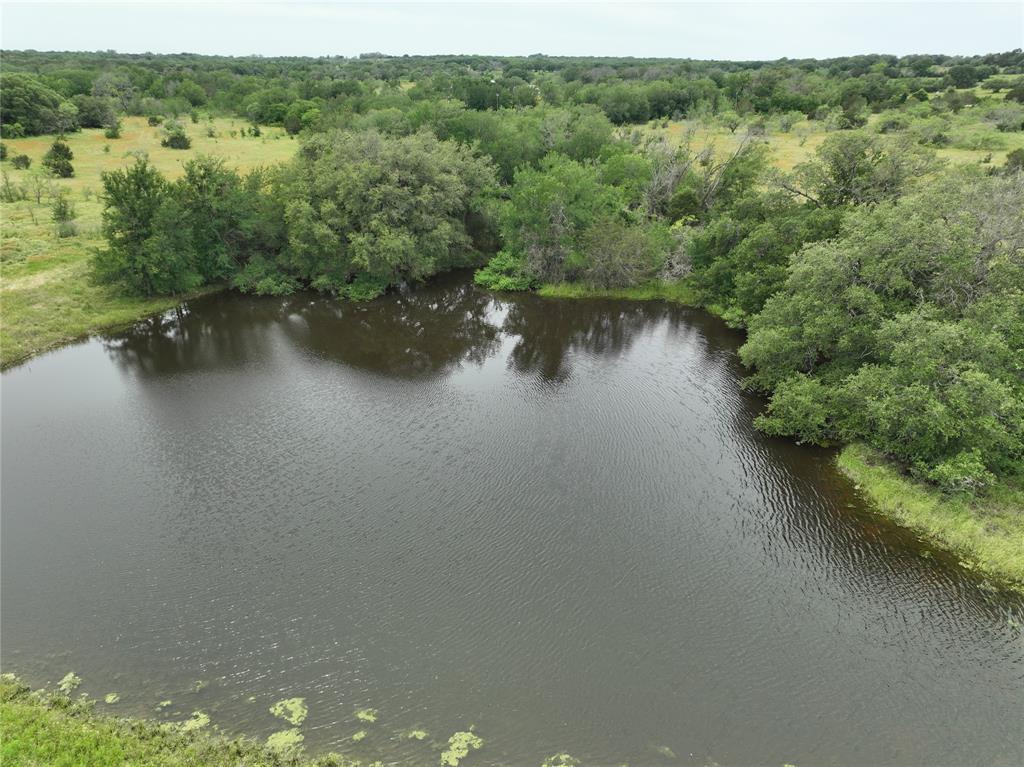 a view of a lake with trees all around