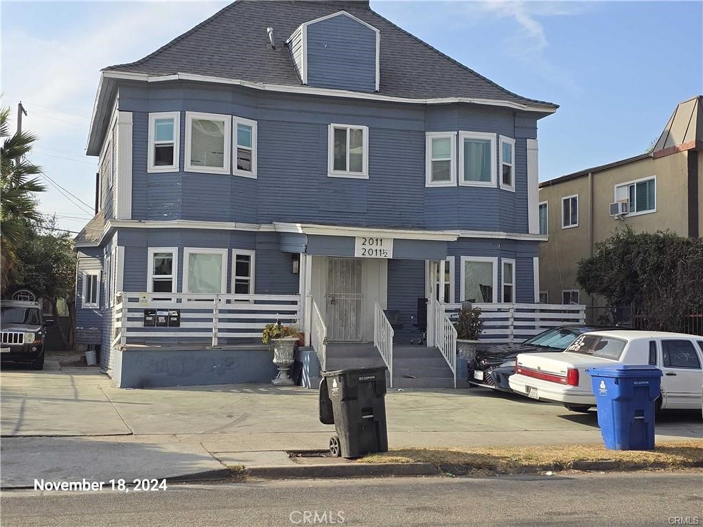 a front view of a house with kitchen area