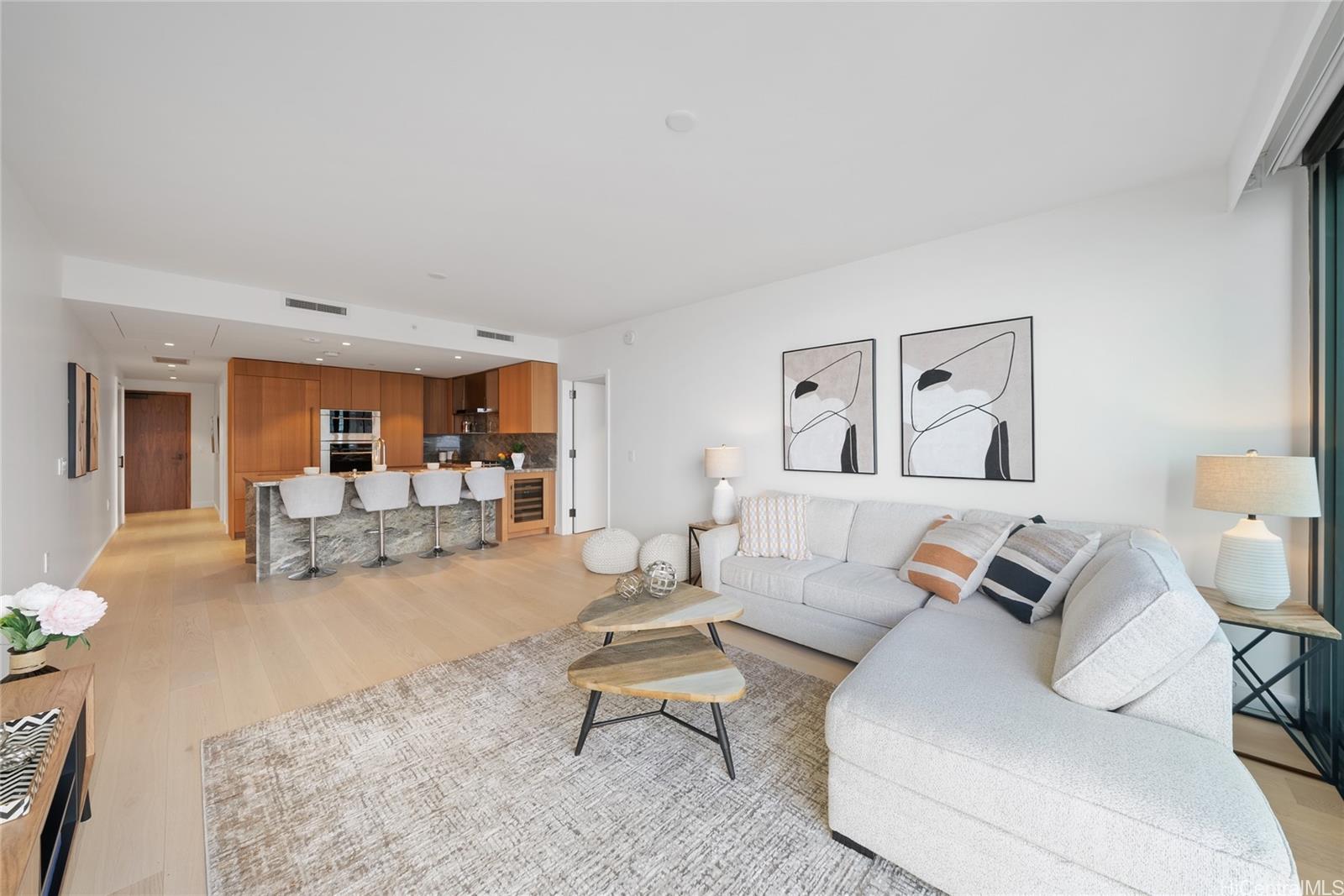 a living room with furniture and a couch