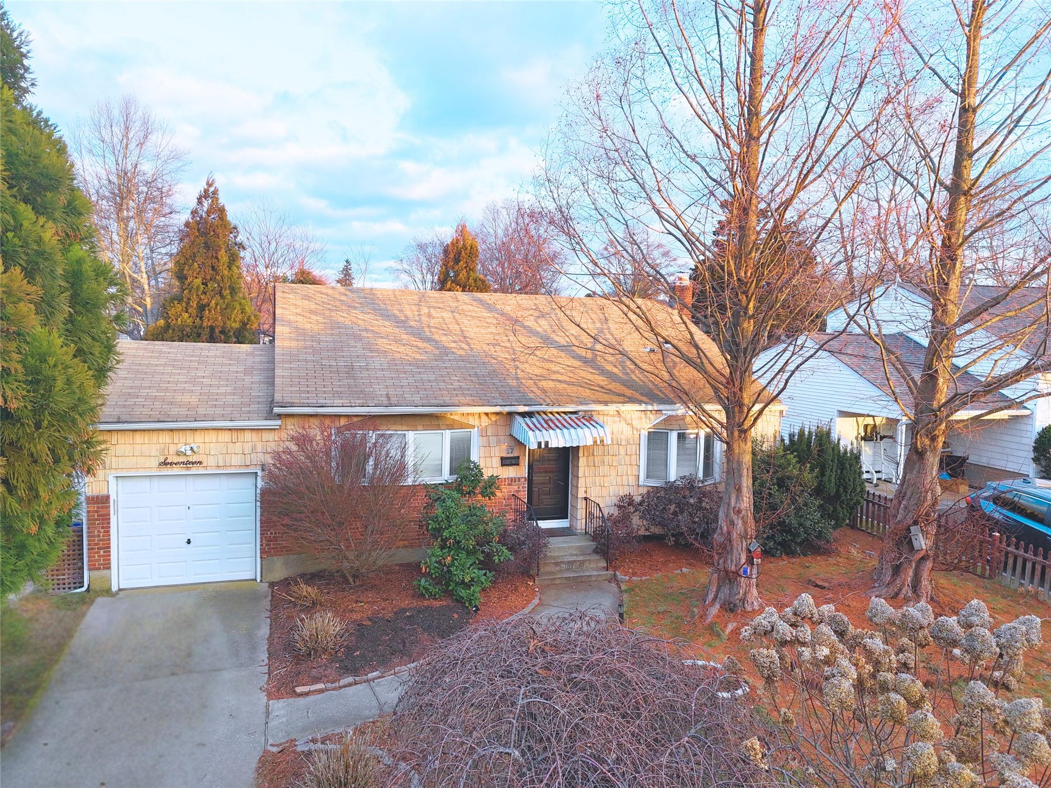 View of front of home with a garage