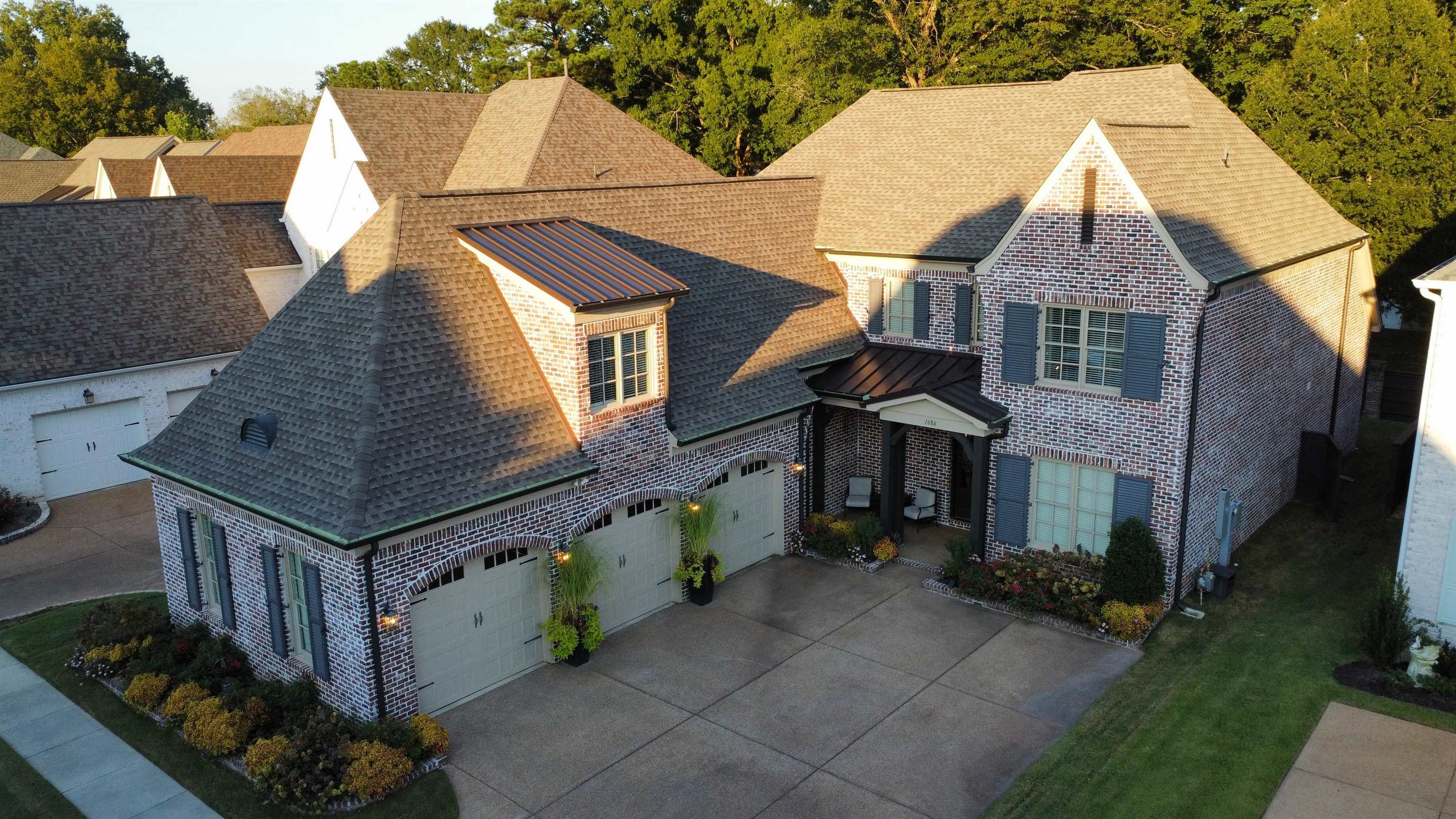 an aerial view of a house