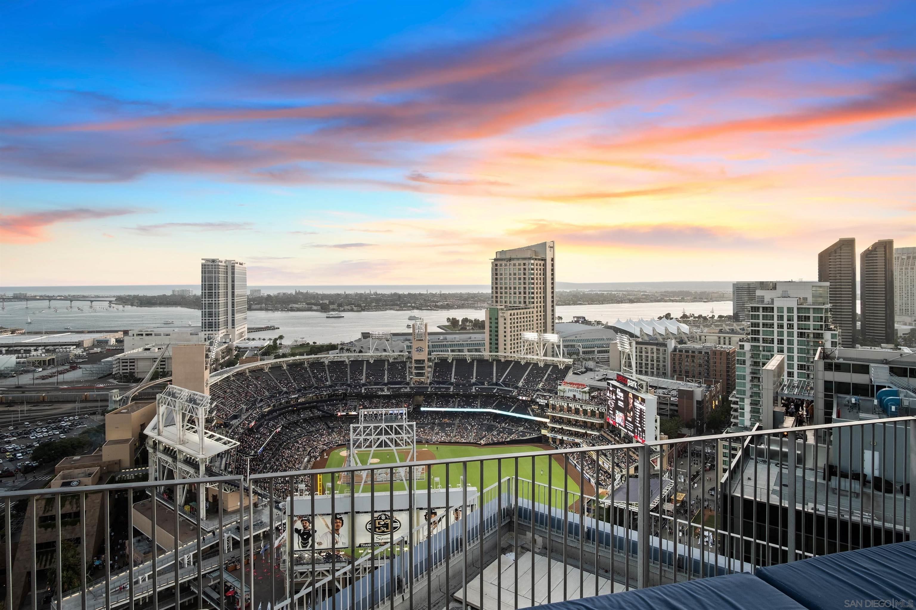 a view of a city with tall buildings