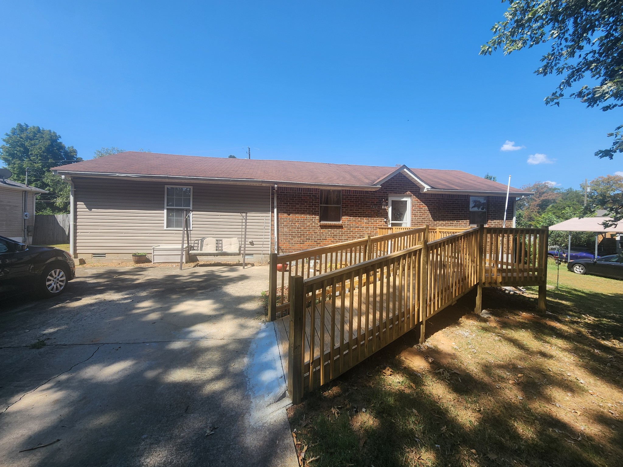 a view of a house with a patio