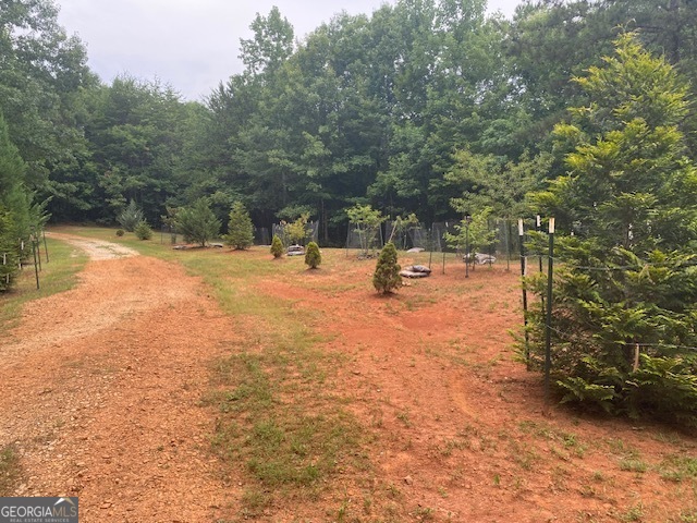 a view of a yard with a tree