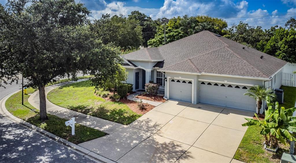 an aerial view of a house