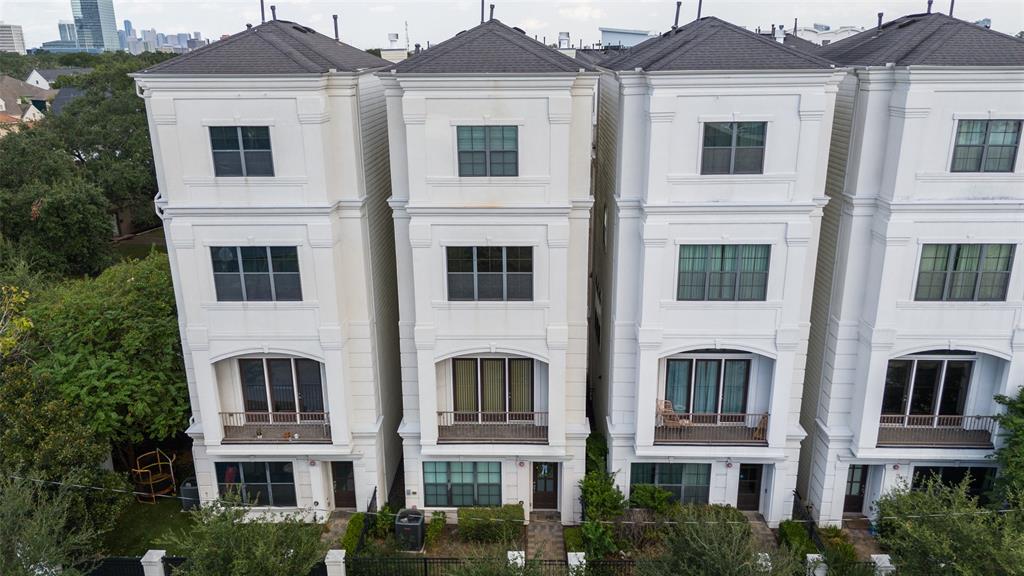 a front view of residential houses