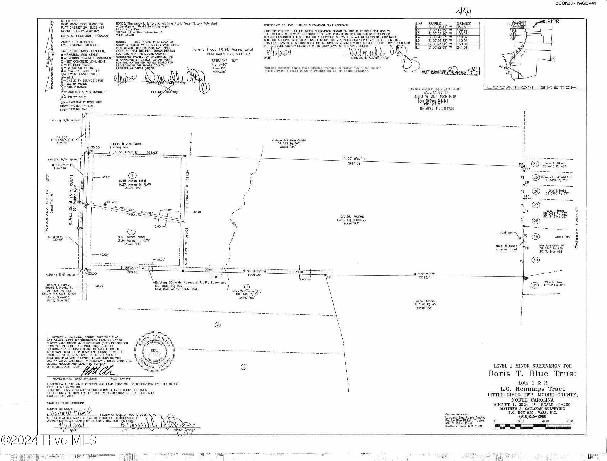 PC 20 Slide 441 Lots 1 & 2 McGill Road