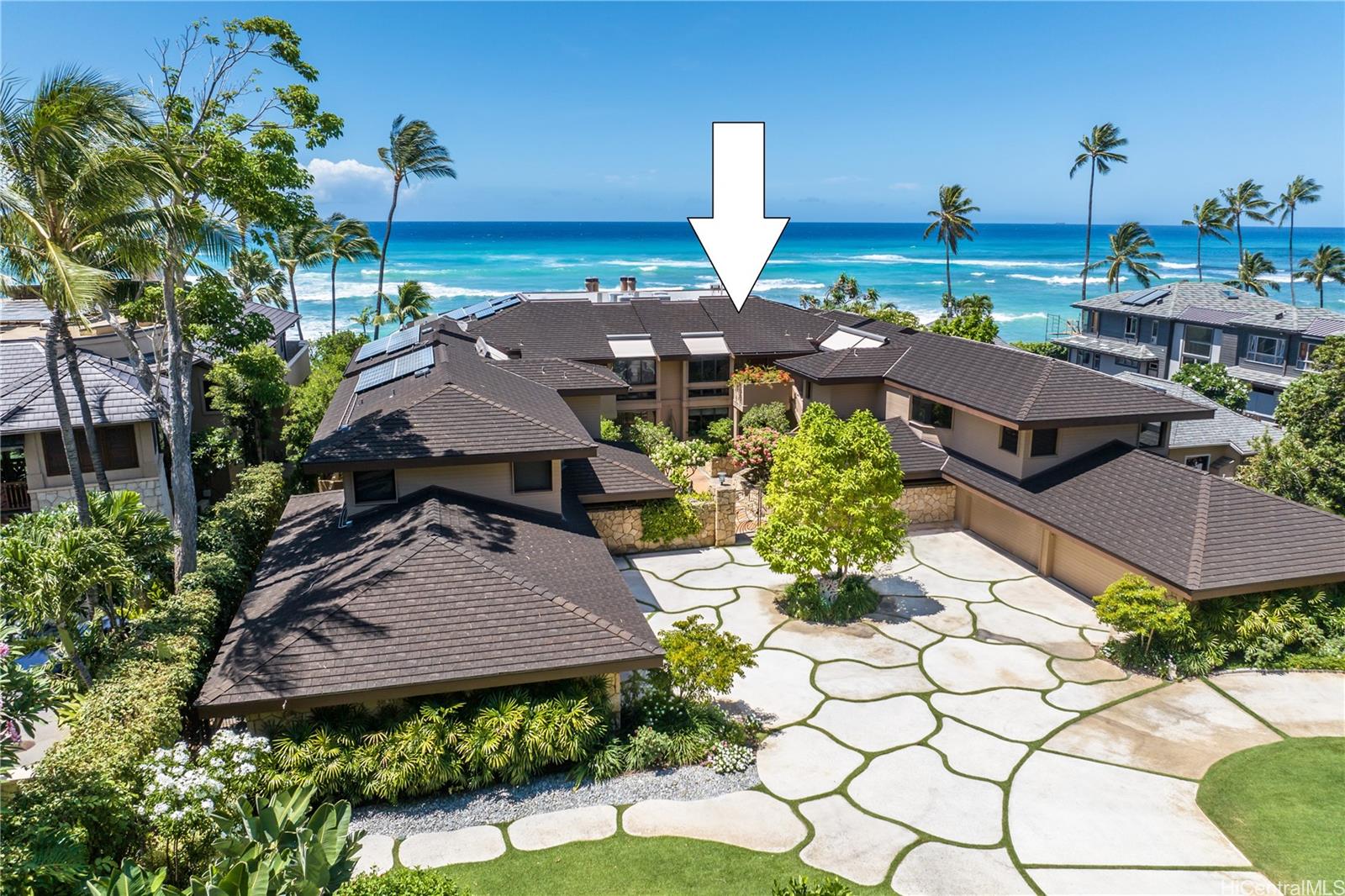 an aerial view of a house