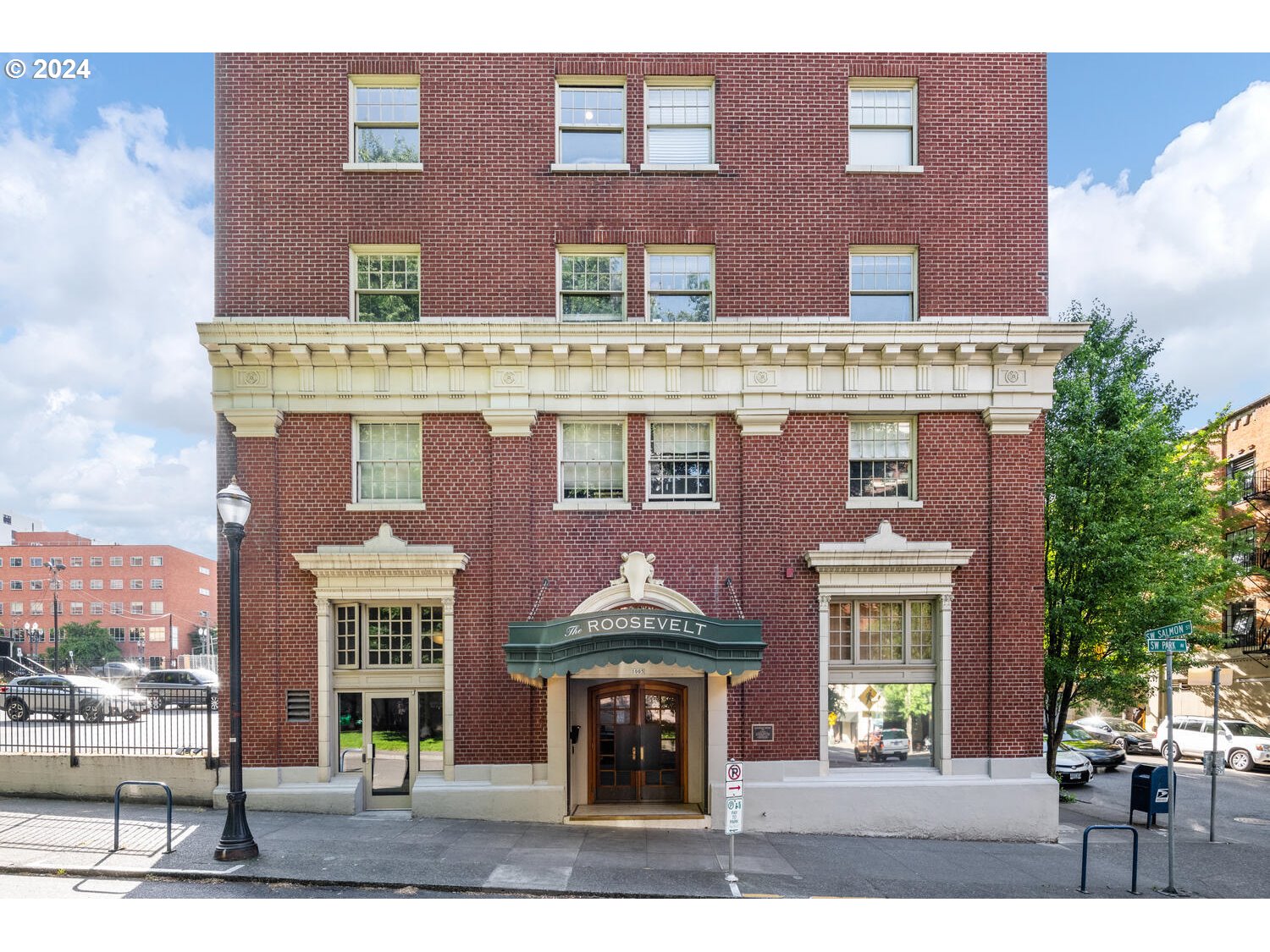 a front view of a building