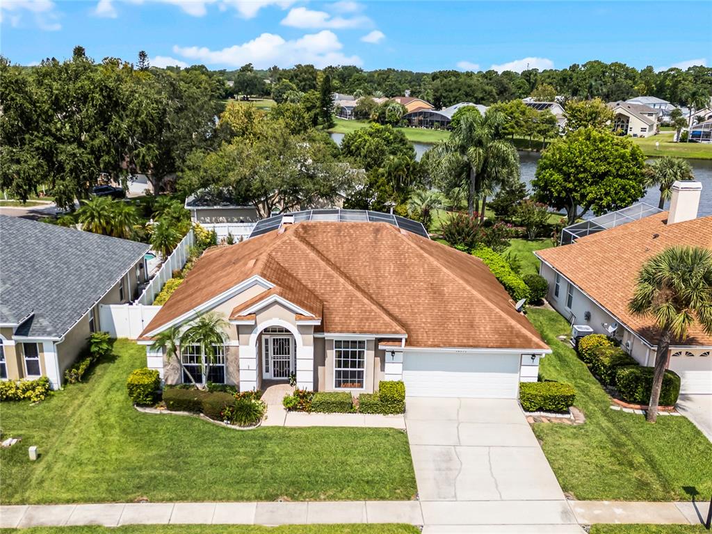 an aerial view of a house