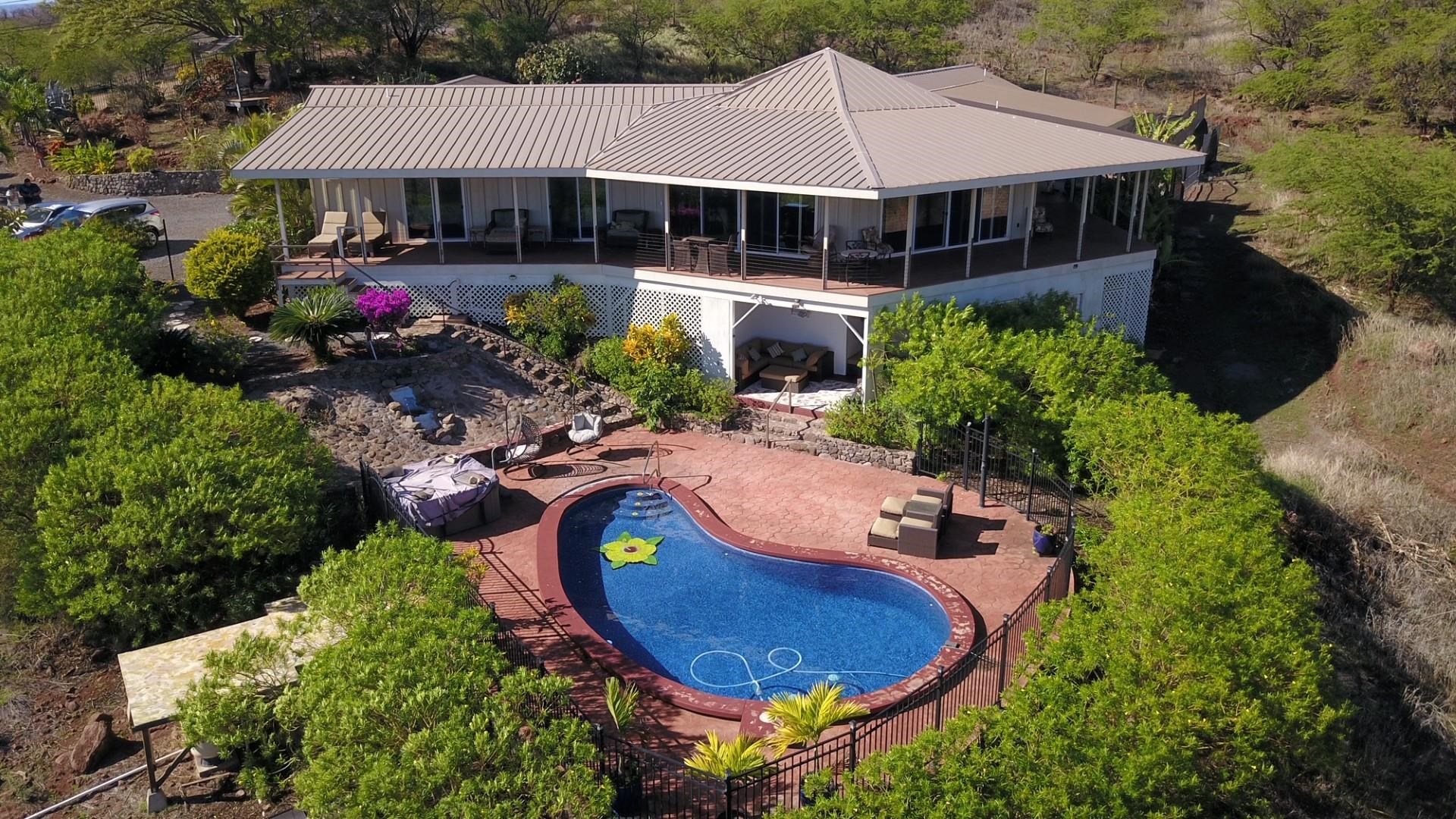 an aerial view of a house