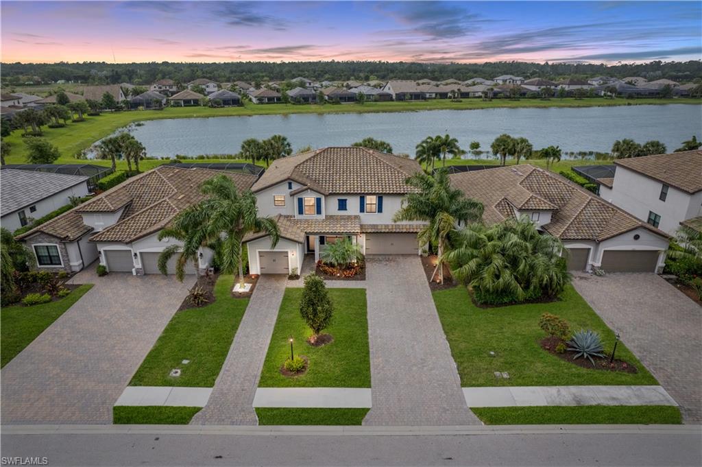 an aerial view of a house with garden