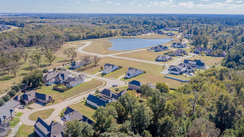 an aerial view of a house with a outdoor space