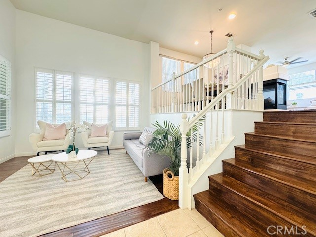 Stairs leading up to dining area