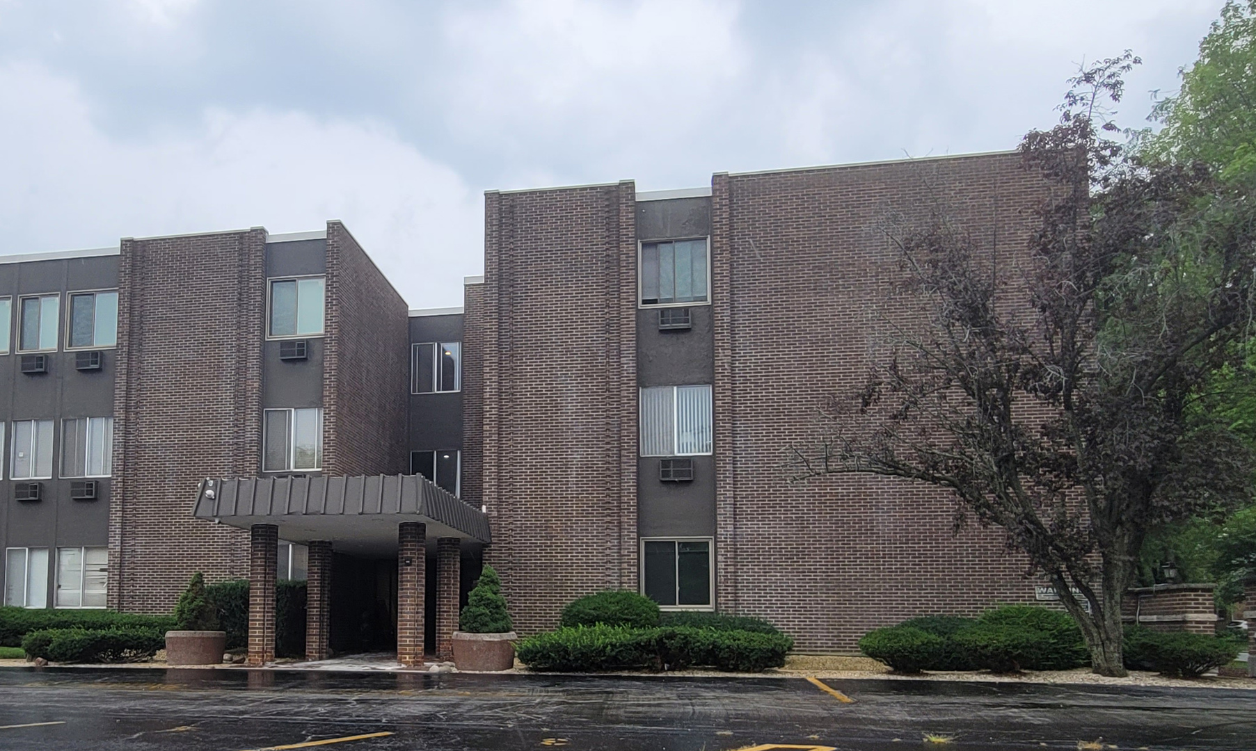 a front view of a building