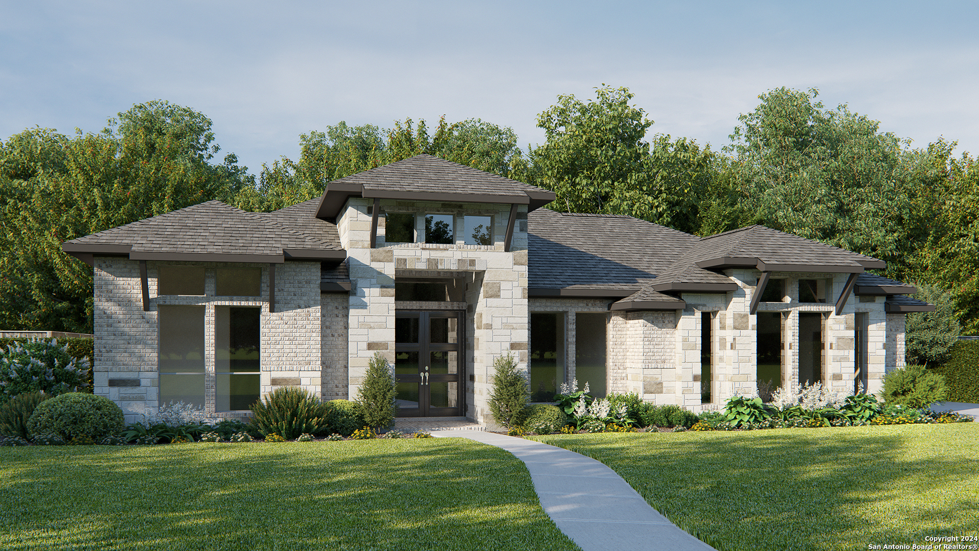 a front view of a house with a yard