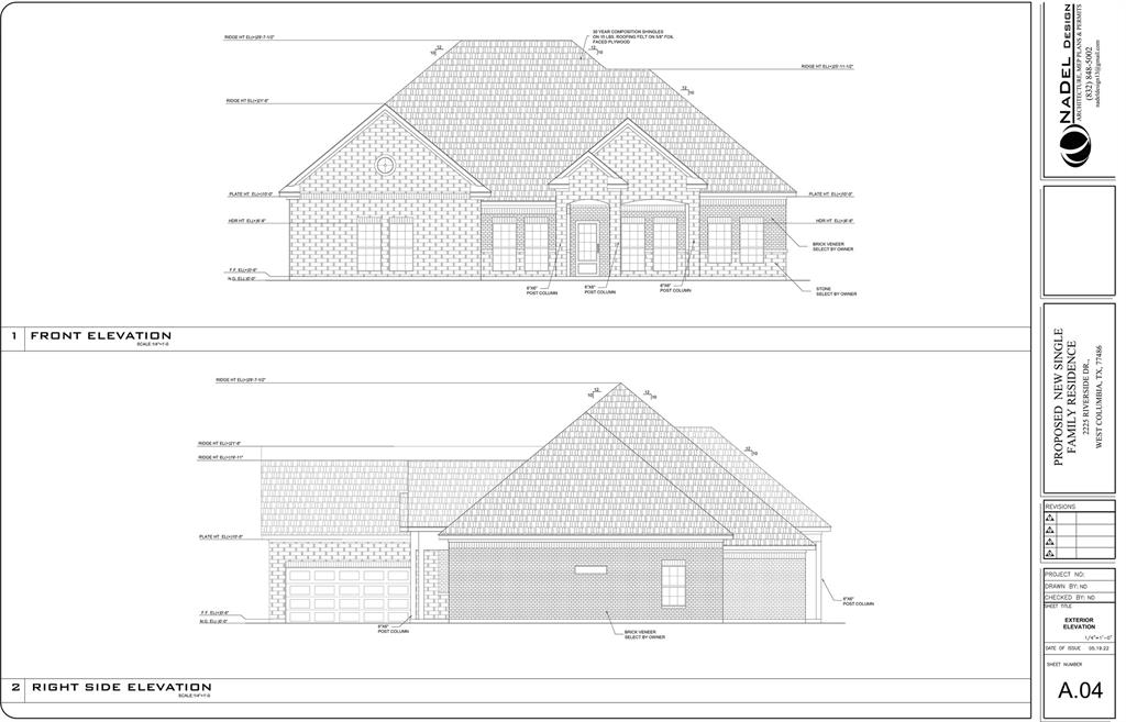 Front & Side Elevation. Garage door will face front instead of side.