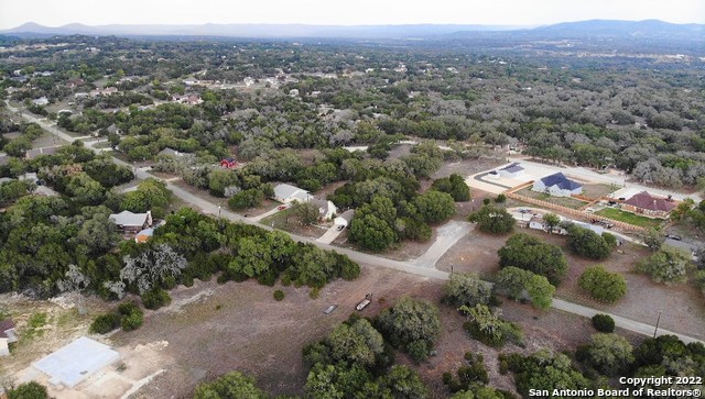 an aerial view of residential house with green space