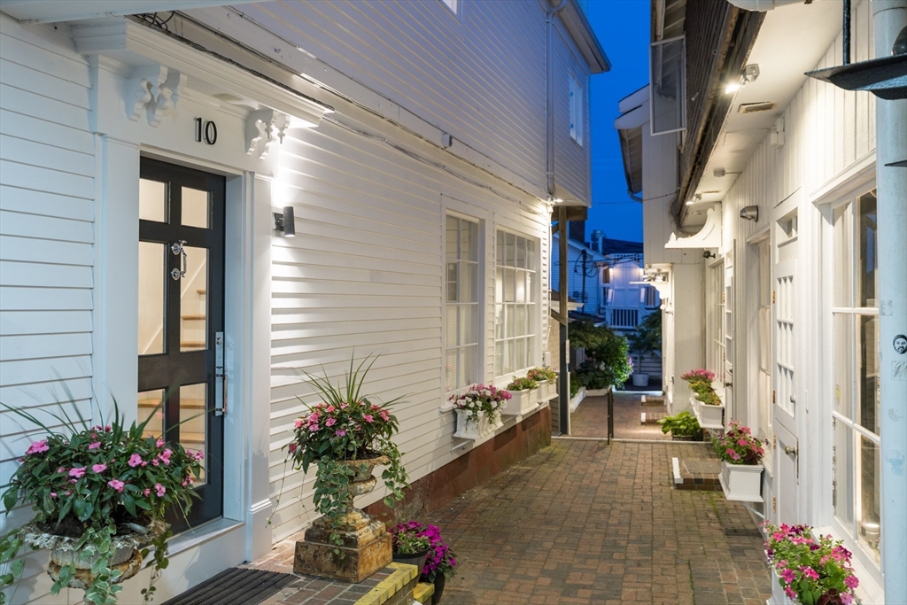 a view of a house with a potted flower plants