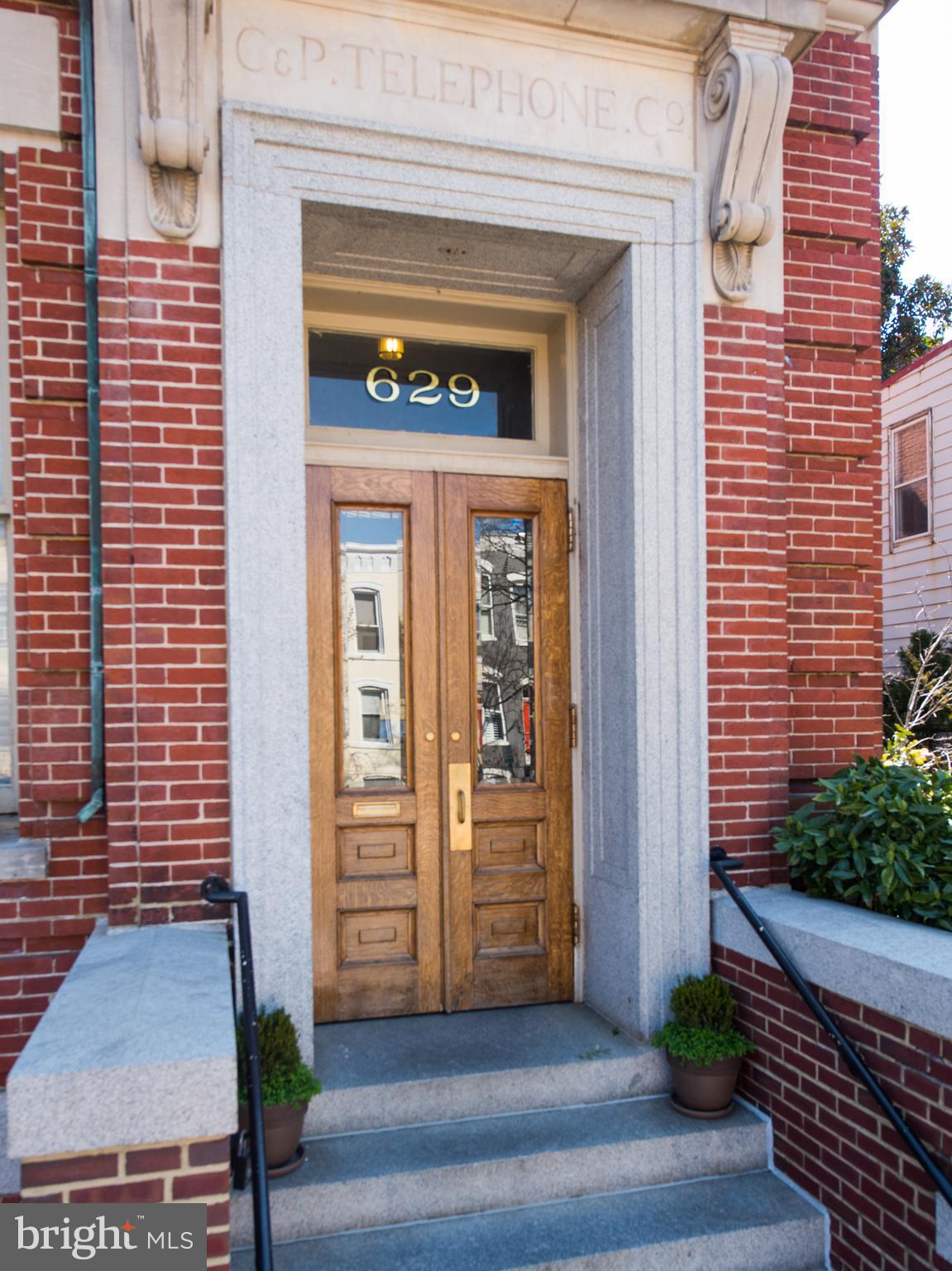 a view of front door and potted plants