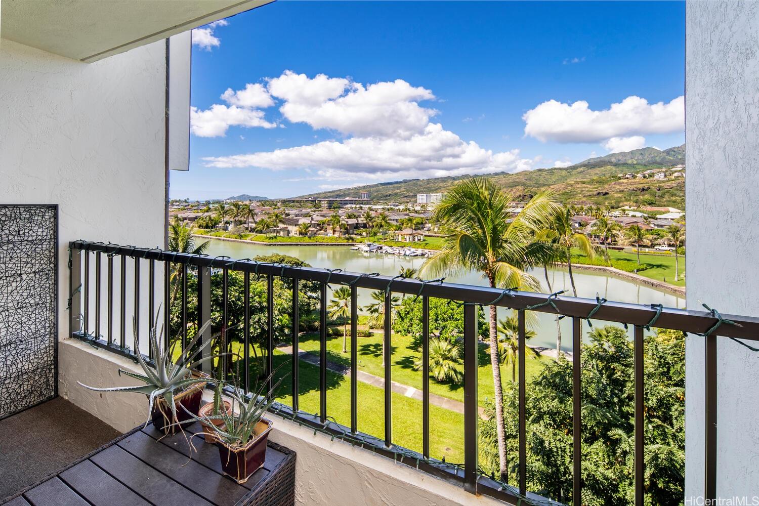 a view of a balcony with lake view