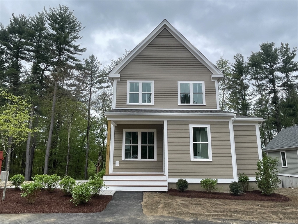 a front view of a house with plants