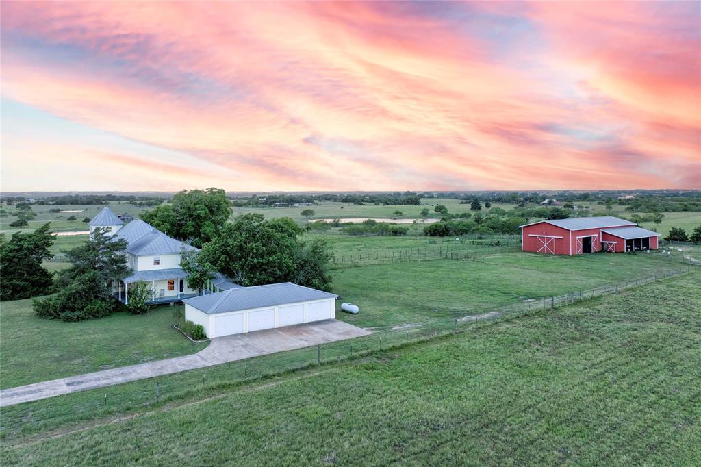 an aerial view of a house