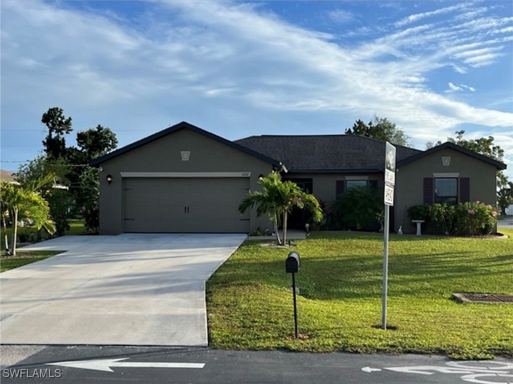 a house view with a garden space