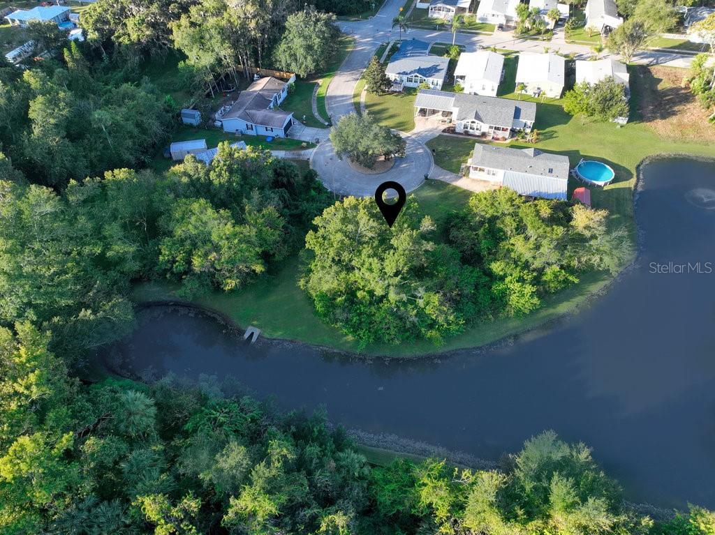 an aerial view of a house