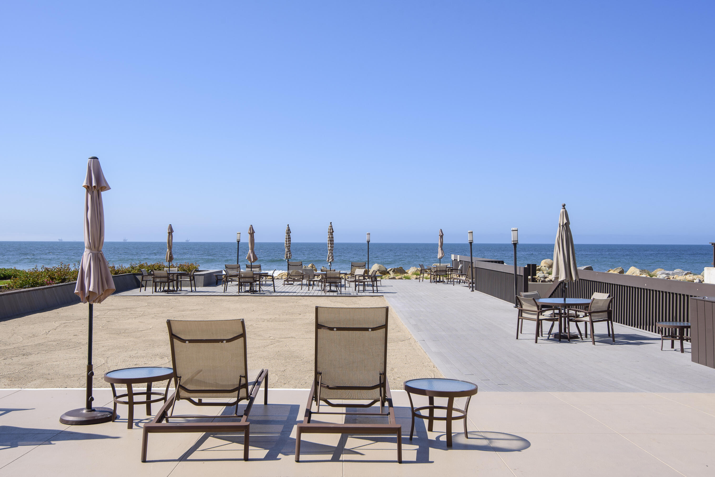 a view of a terrace with seating area