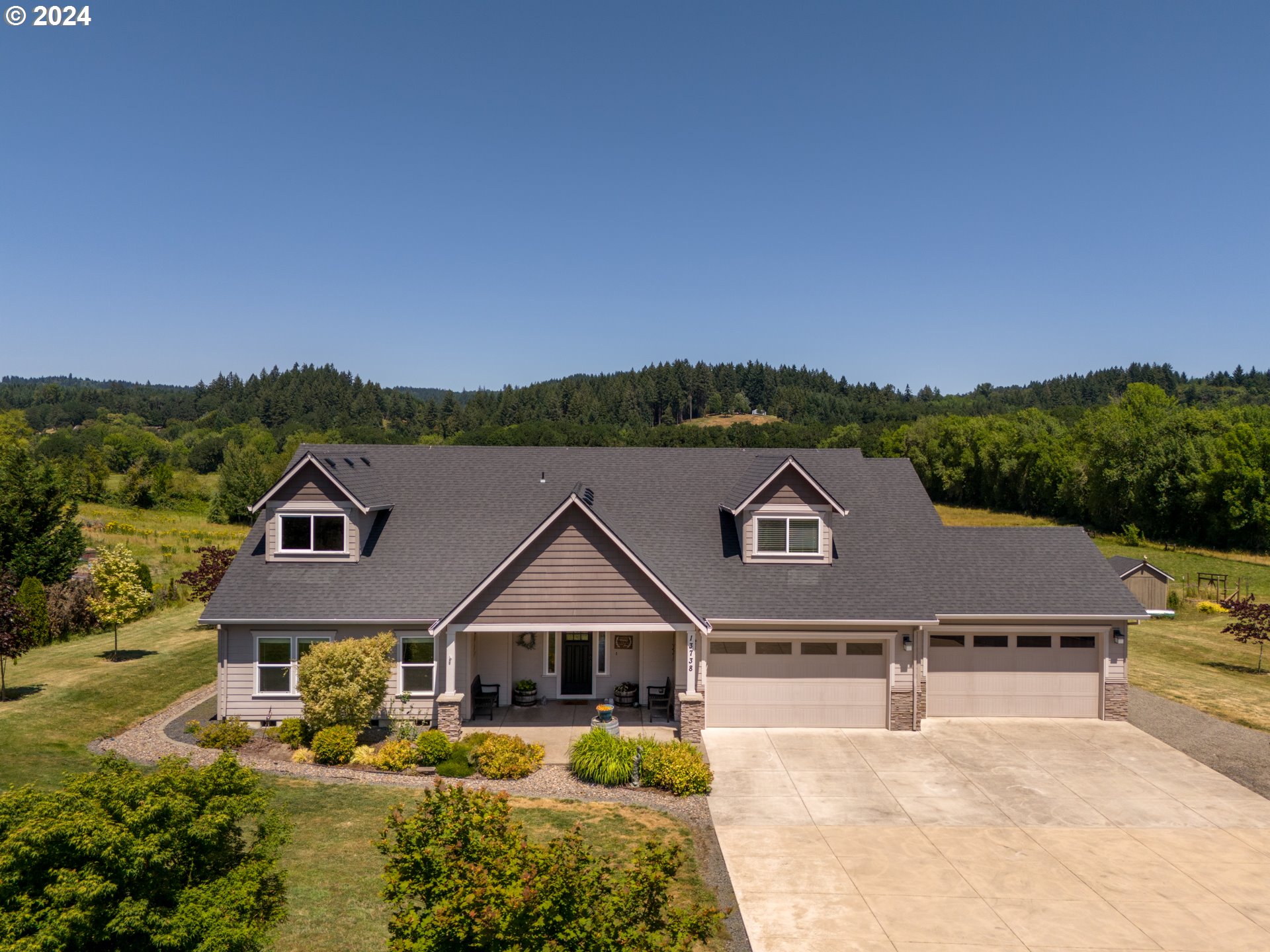 an aerial view of a house