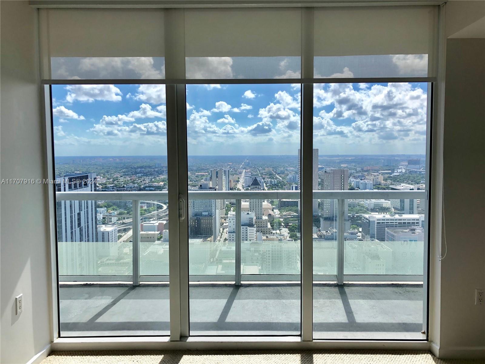 a view of a glass building from a window