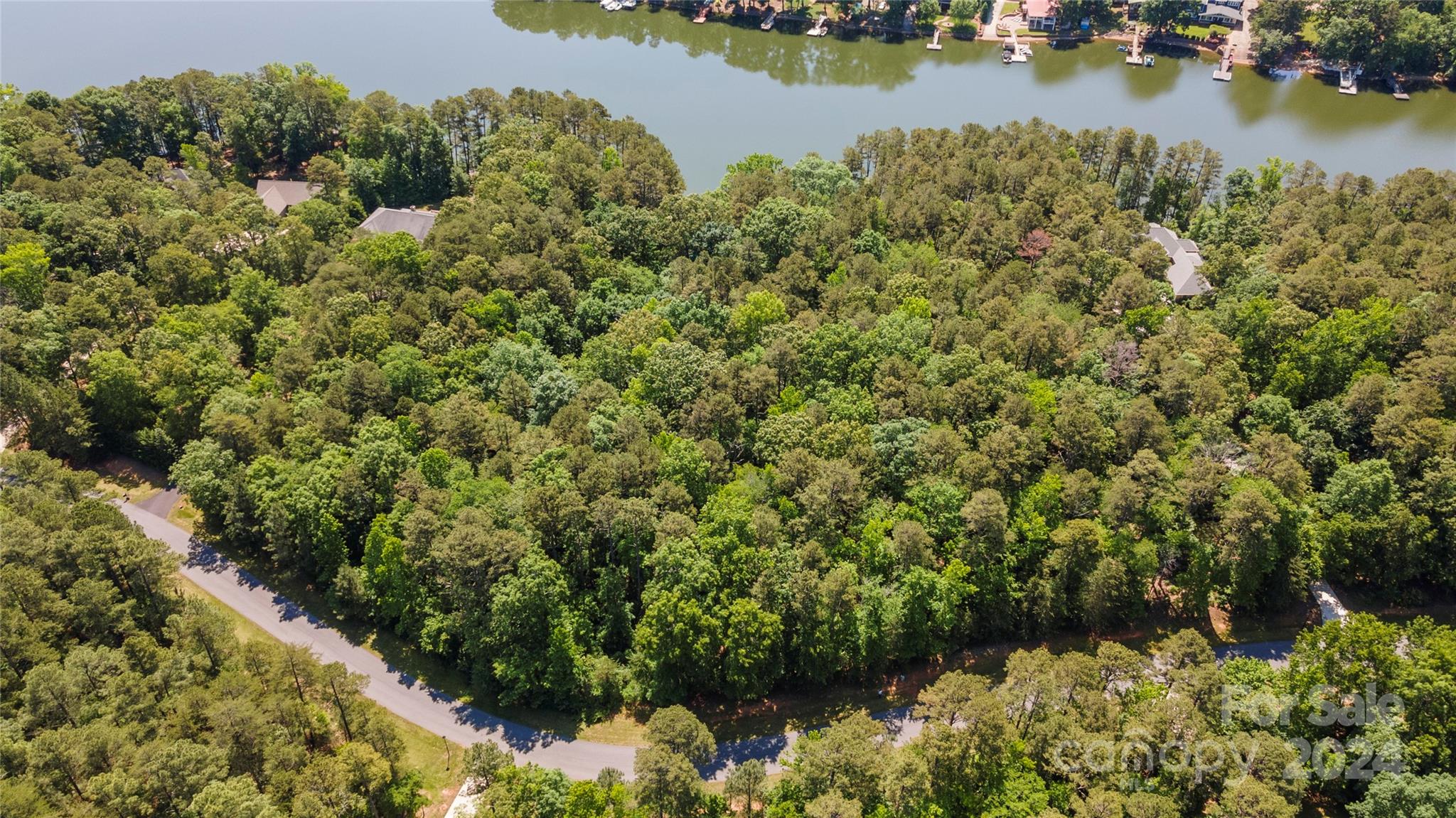 a view of a lake with a house