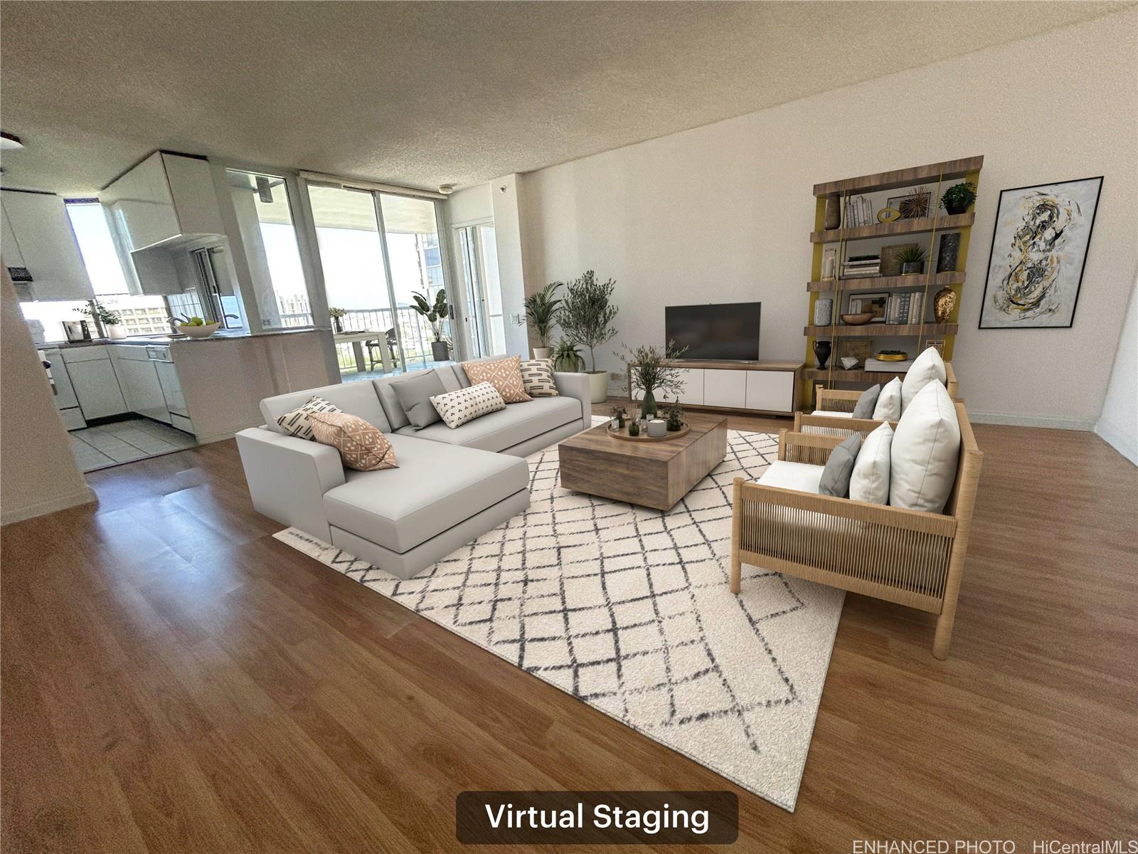 a living room with furniture or couch and a flat screen tv