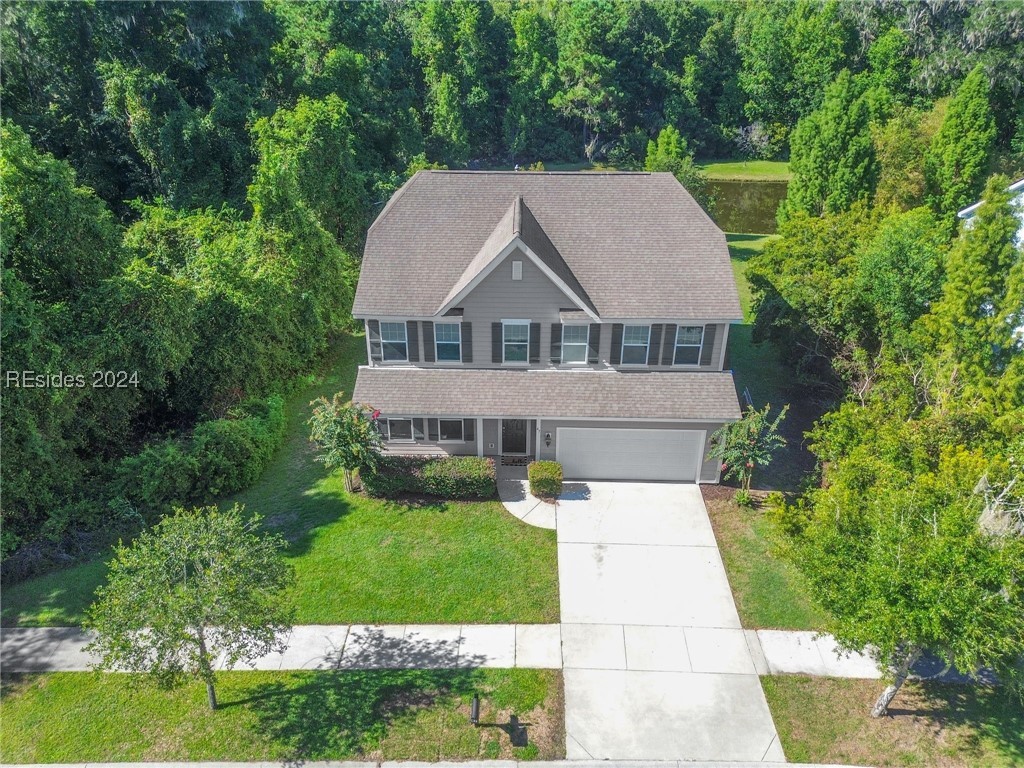 An aerial view demonstrating the privacy this lot