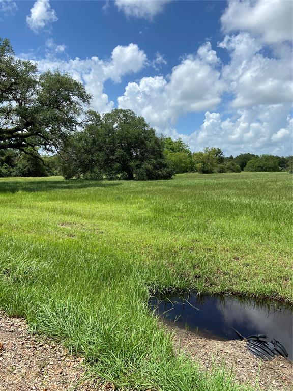 a view of a lake with a big yard