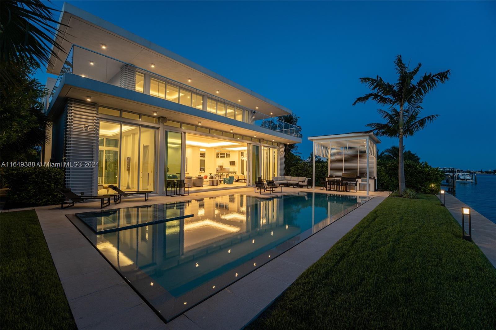 a view of a swimming pool with a patio