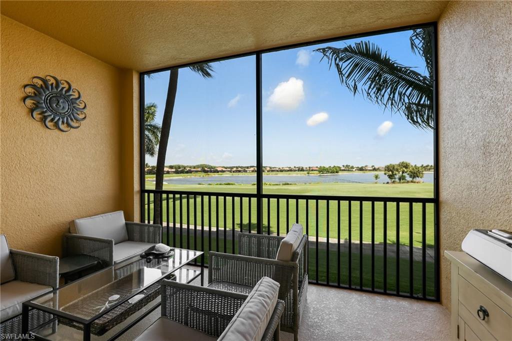 a balcony with furniture