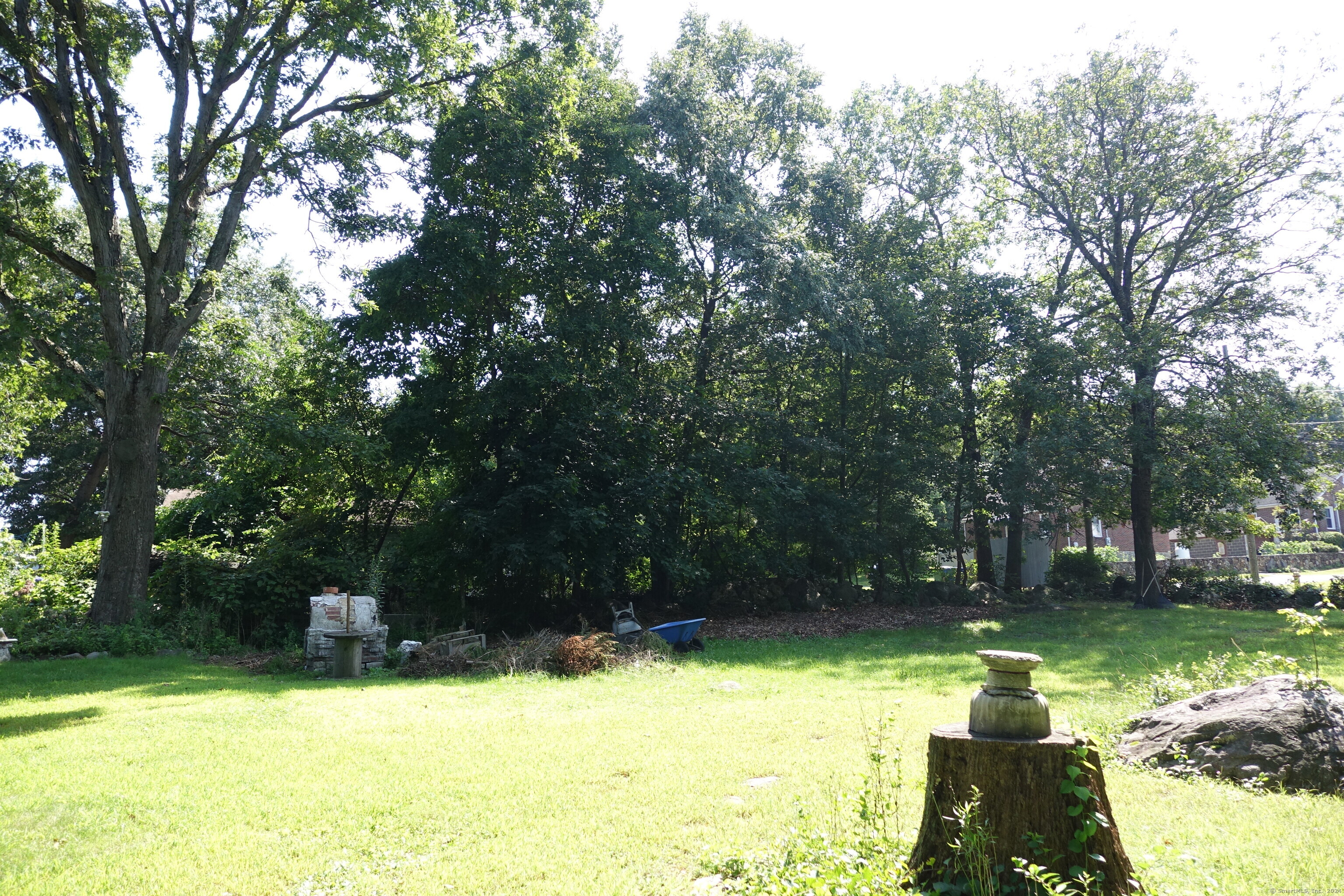 a backyard of a house with lots of green space