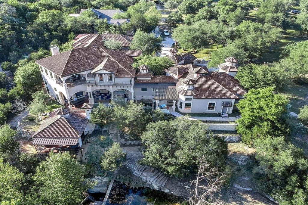 an aerial view of a house