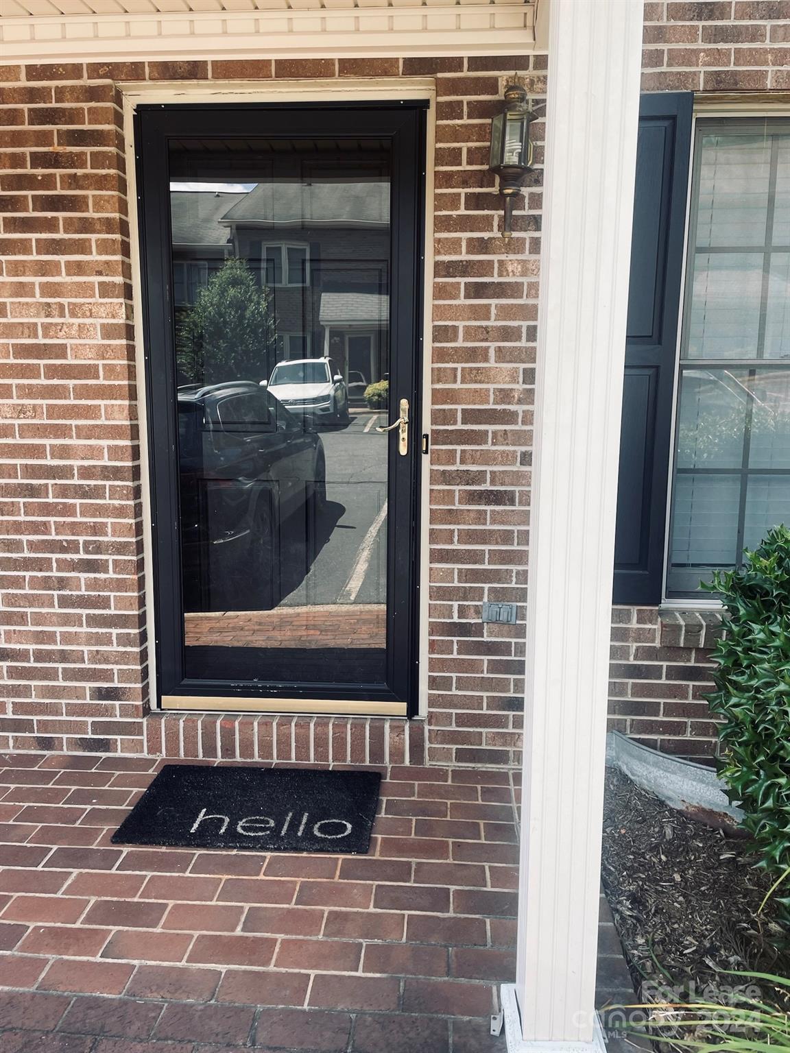 a front view of a house with a door