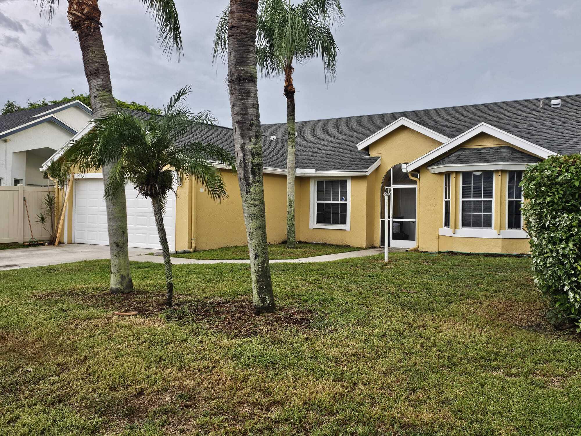 a view of house with a backyard