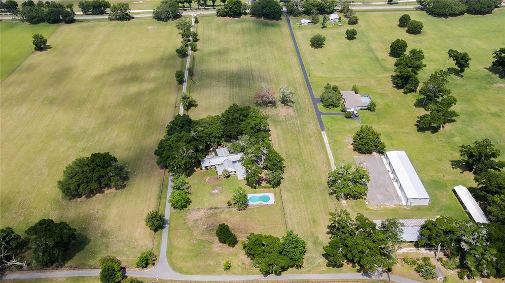 Aerial view. Property line is within the roads.