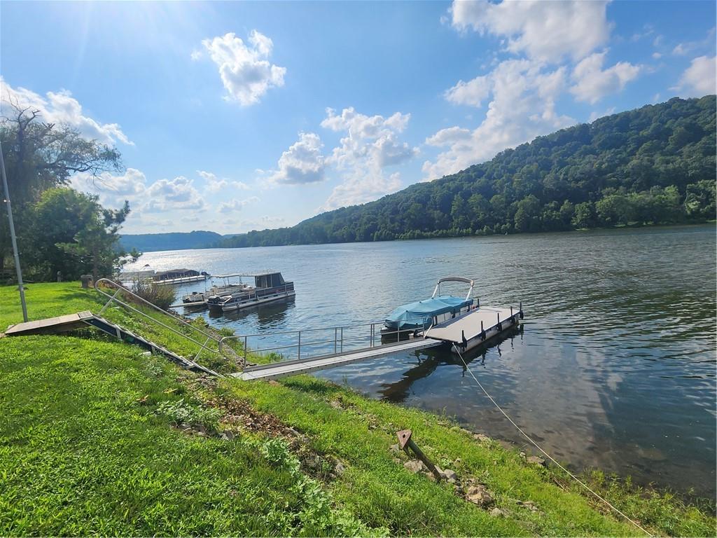 a view of a lake with outdoor space