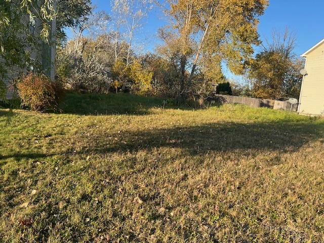 a view of a yard with a tree