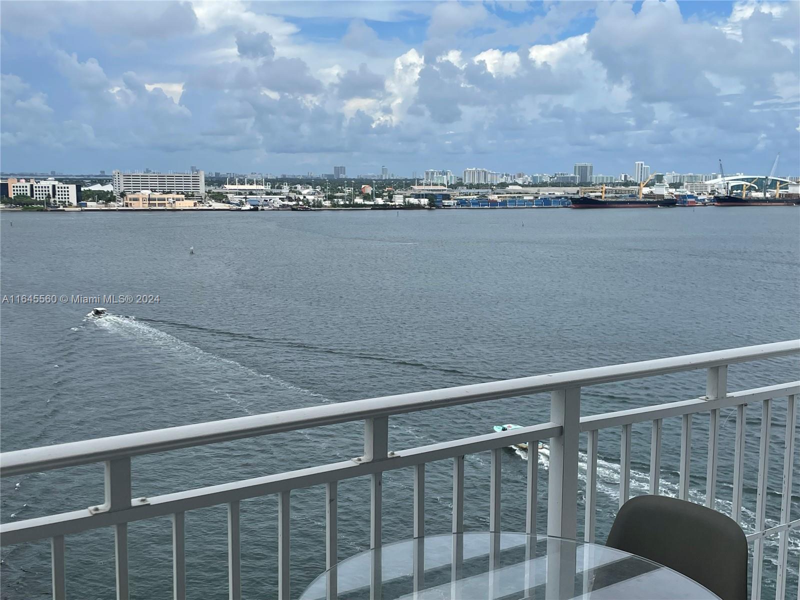 a view of a balcony with city view