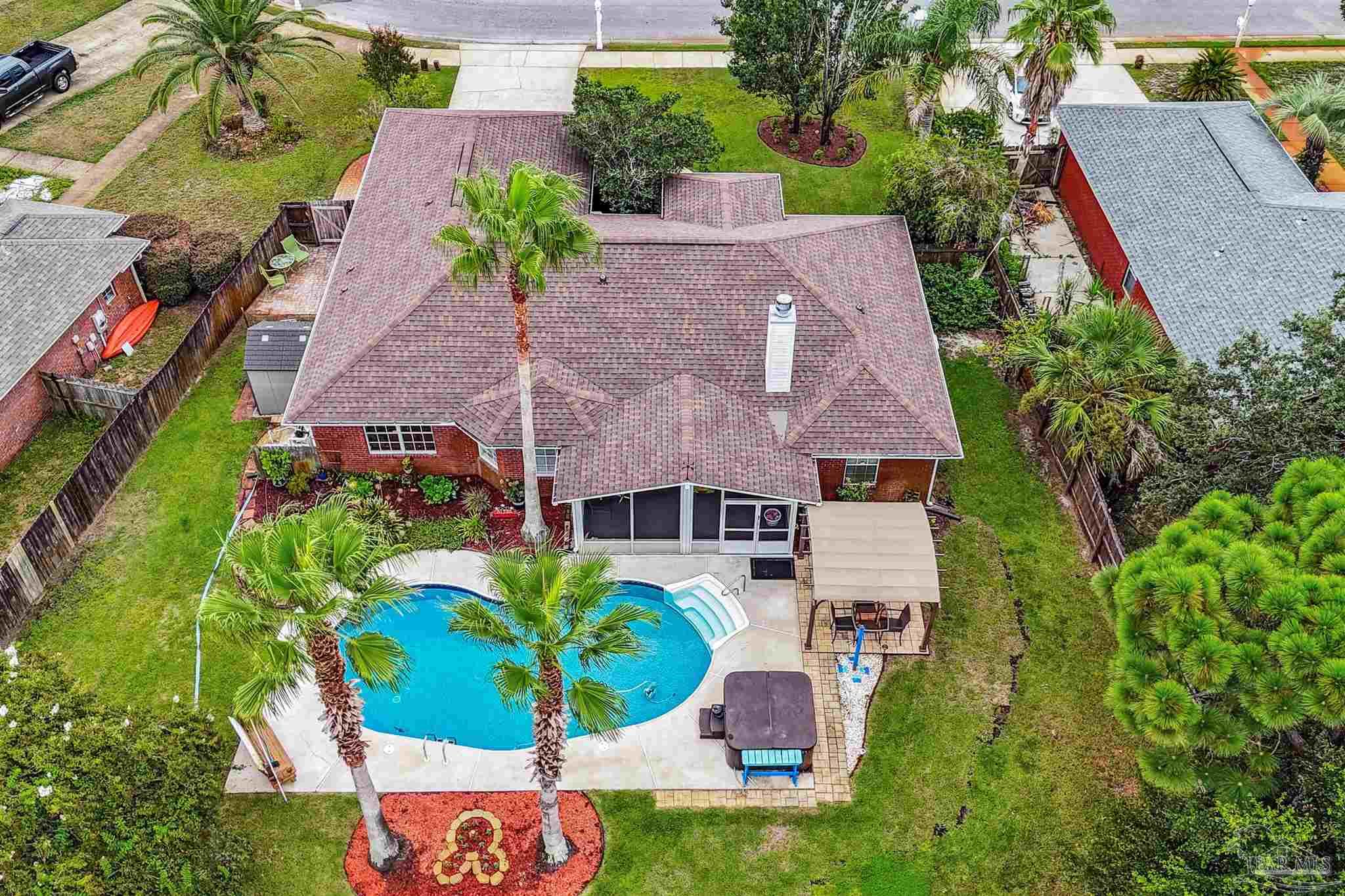 an aerial view of a house