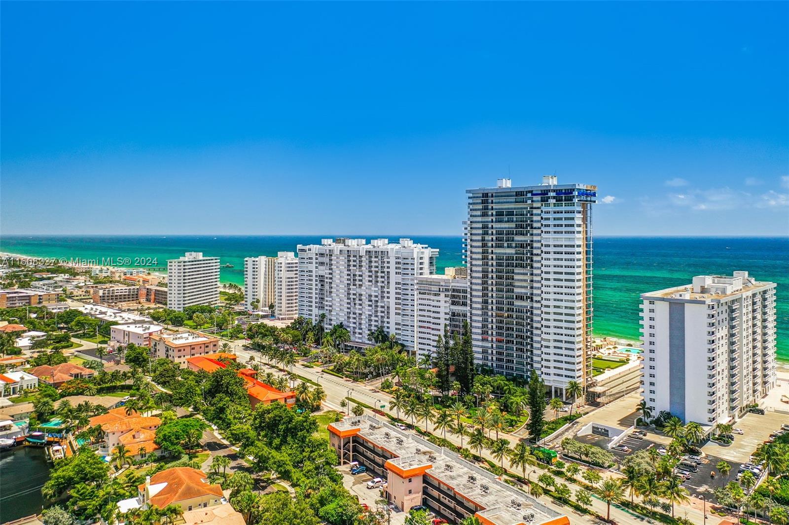 a view of a city with tall buildings