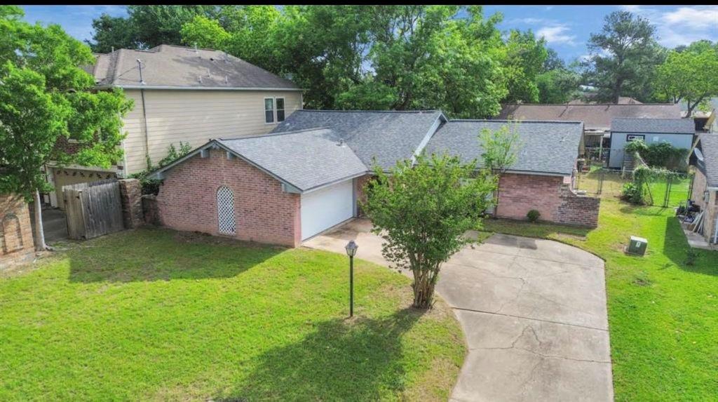 an aerial view of a house