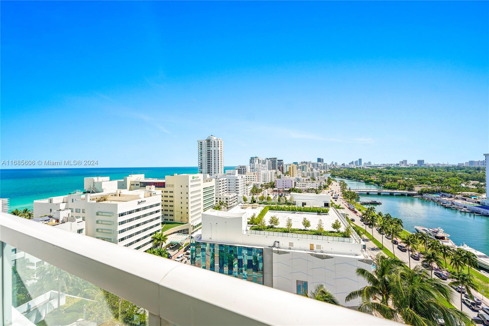 a view of a city and an ocean view